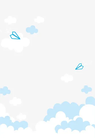 卡通云纸飞机免抠