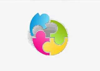 创业四色拼图免抠