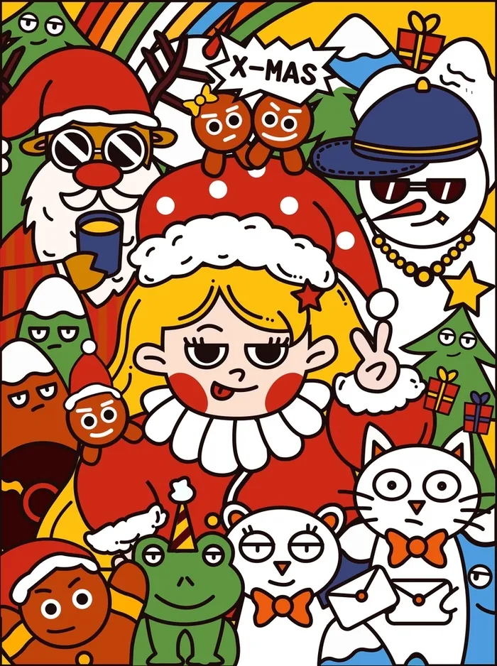 圣诞节扁平插画高清