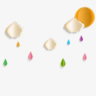 折纸立体感 白云 雨滴免抠
