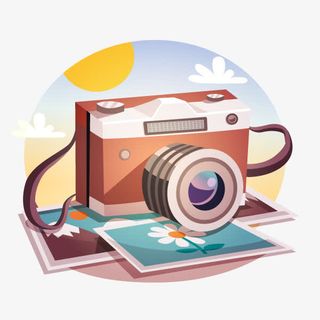 清新艺术欧美风格相机插画免抠