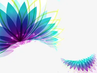 炫彩花型插画免抠