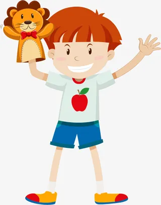 手拿玩偶的小男孩免抠