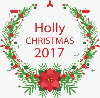 精美松树枝圣诞节花环免抠