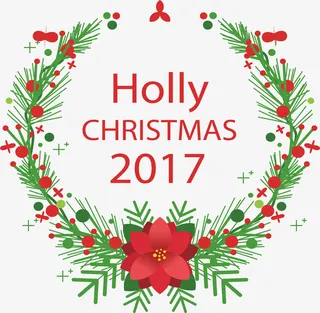 精美松树枝圣诞节花环免抠