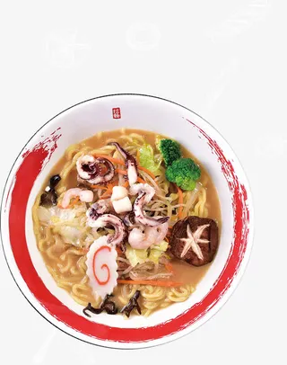 日式海鲜拉面免抠