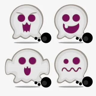 4款可爱白色幽灵矢量素材免抠