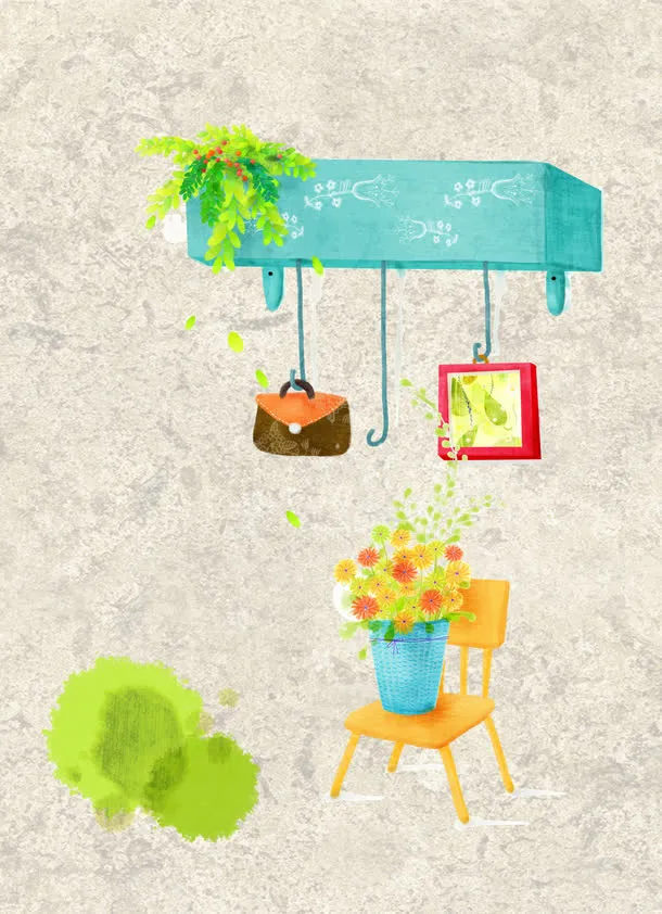 卡通手绘清新柜台背景