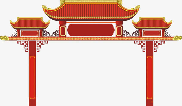 红色门楼高清素材免抠