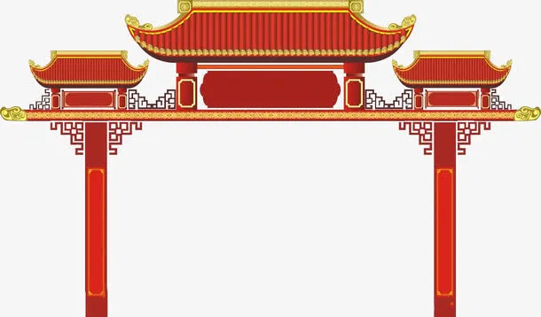 红色门楼高清素材免抠