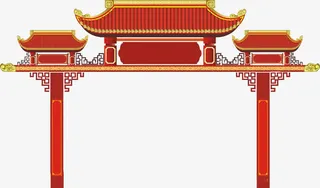红色门楼高清素材免抠
