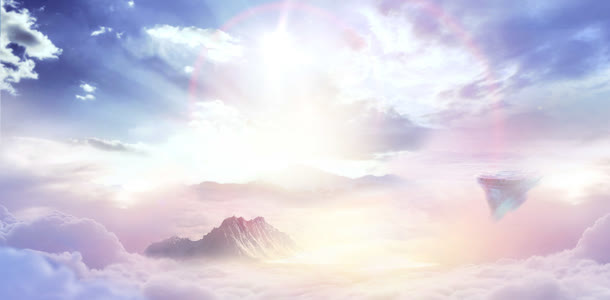 紫色梦幻天空云彩阳光免抠