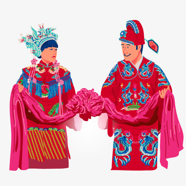 矢量结婚新郎新娘免抠