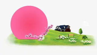 海报绿色草地文本框免抠