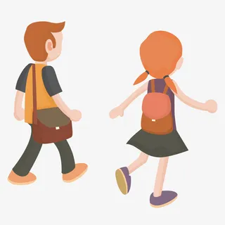 背书包上学的小人矢量免抠