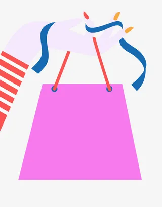 卡通手提购物袋免抠图免抠