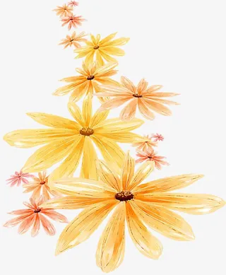 国潮菊花手绘元素免抠