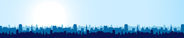 蓝色城市剪影banner背景高清