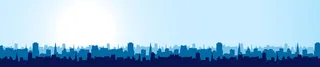 蓝色城市剪影banner背景高清