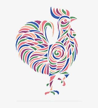 手绘彩色大公鸡免抠
