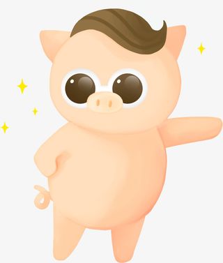 C4D手掐腰的猪新年装饰免抠