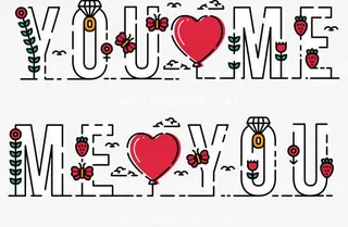 扁平情人节横幅免抠