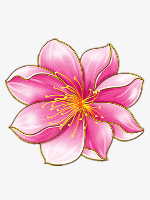 一朵手绘桃花免抠