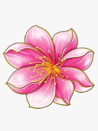 一朵手绘桃花免抠