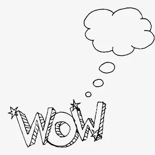 手绘插画风格wow的对话框免抠