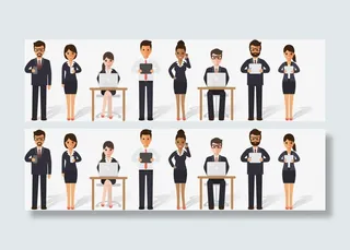 卡通白领人群免抠