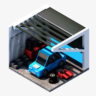 卡通立体停车场免抠图免抠