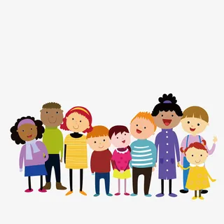 一群小朋友卡通图免抠