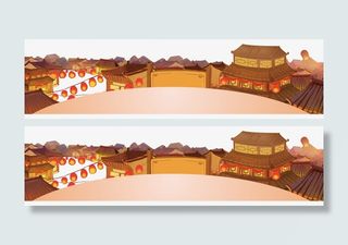 春节黄色乡村房屋免抠