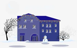 雪地雪人树免抠