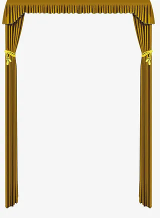 金色帷幔拉开免抠装饰图案免抠