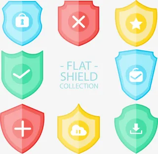 扁平小清新配色盾牌免抠