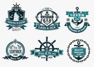 6款航海元素标签矢量素材免抠