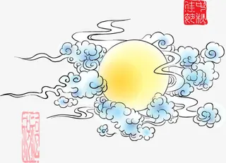 时尚创意中秋节月圆免抠