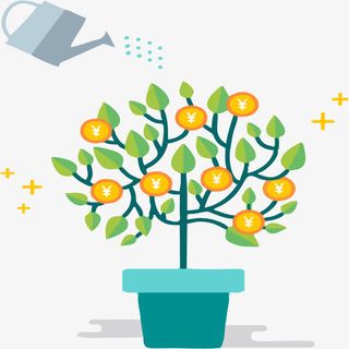 矢量金钱摇钱树浇水免抠