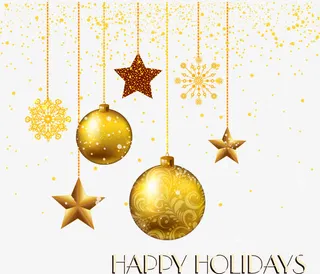 金色圣诞装饰免抠