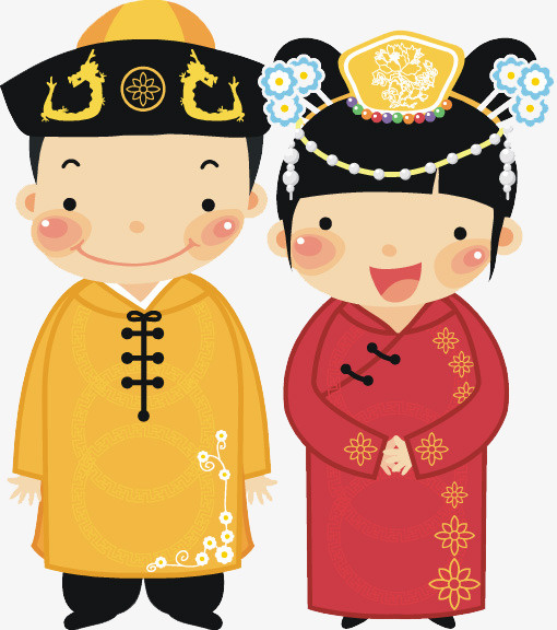 古代风新娘新郎PNG免抠