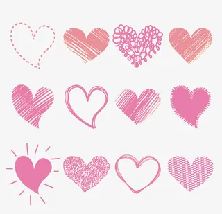 矢量粉色爱心合集免抠