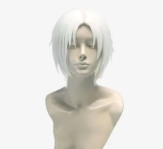 银色中分假发免抠