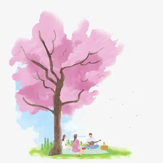 春游踏青手绘插画免抠