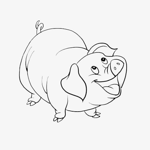 抬头开心猪简笔画免抠