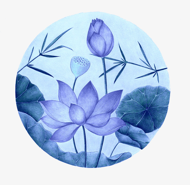 唯美蓝莲花免抠