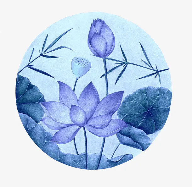 唯美蓝莲花免抠
