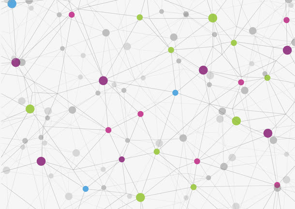 矢量精美彩色波点折线科技纹路免抠