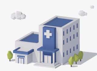 矢量插图医院门诊大楼免抠