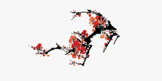 水墨梅花元素免抠